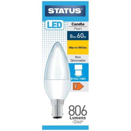 Status LED Candle Sbc 8w=806l=60w Opal Warm White