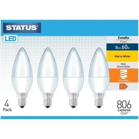 Status LED Candle SES 8w=60w=806l Opal Warm White 4pack