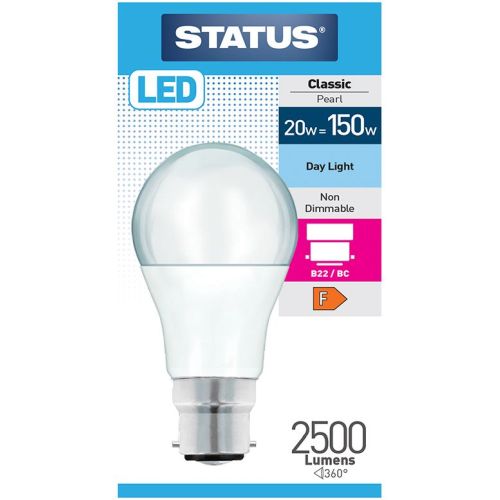 Status LED GLS 20w=2500l=150w BC Opal Day Light Pk10