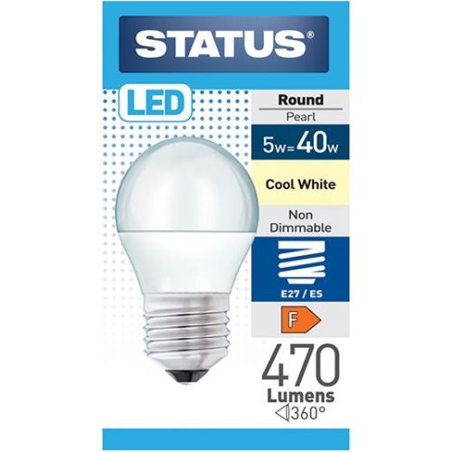 Status LED Golfball 5.5w=470l=40w ES Opal Cool White Pk.8
