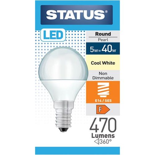 Status LED Golfball 5w=470l=40w SES Opal C/W