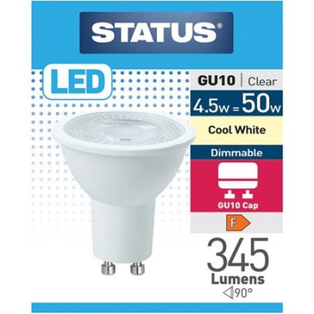 Status LED GU10 4.5w=345l=50w 100° Dimmable Cool White 6400k