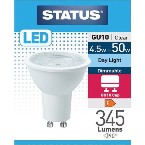Status LED GU10 4.5w=345l=50w 100° Dimmable D/Light 6500k