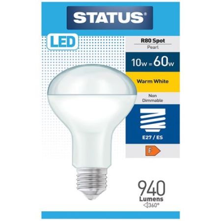 Status LED Refl. R80 10w=940l=60w ES W/W Pk10