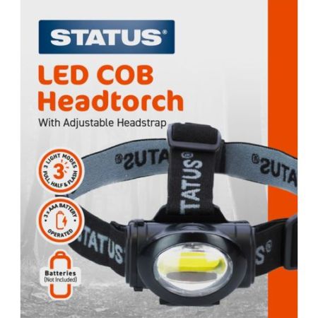 Status 3w Cob Headtorch - Black - 6pk