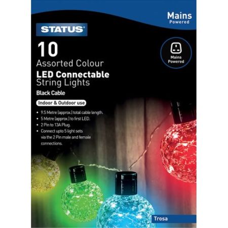 Status 10 LED Ass Coloured Outdoor Linkable Lights