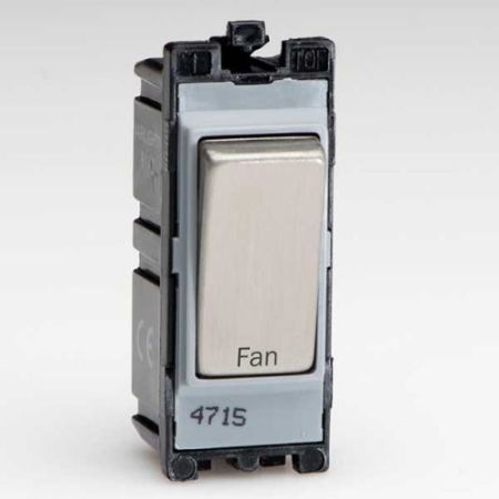 Varilight 20A 1-W Brushed Steel D/Pole 'Fan' Switch Module