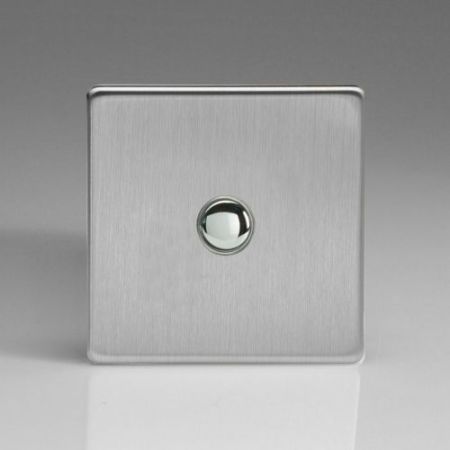 Varilight 1G Brushed Steel Slave Screwless Flatplate Touch/Remote LED Dimmer