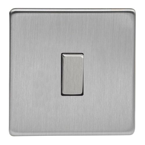 Brushed Steel 1G 2w Screwless Switch