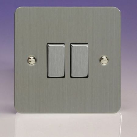 Varilight Ultra Flat Plate 1G Brushed Steel Switch