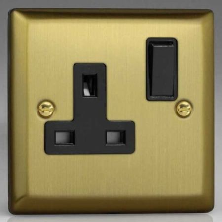 Varilight 1G Switched Socket Vic Brass