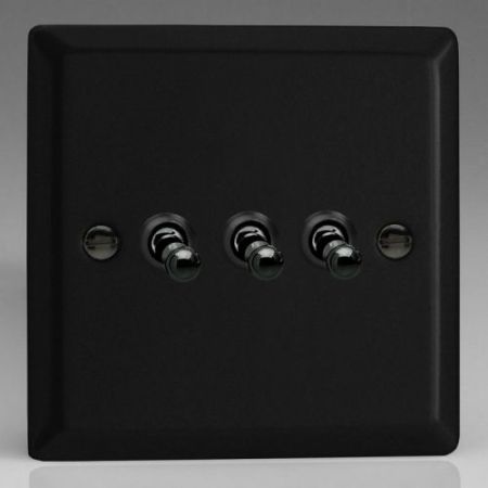 Varilight 3G 2w Screwless Matt Black Toggle Switch