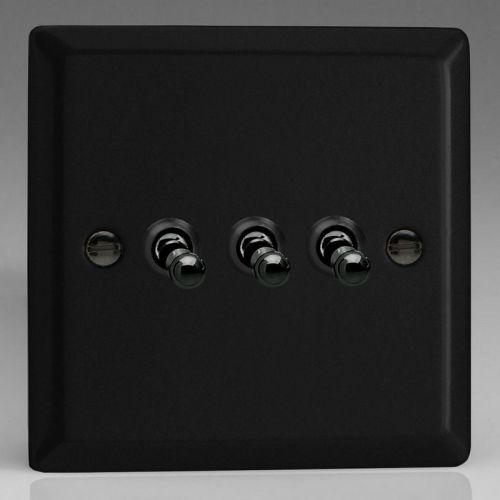 Varilight 3G 2w Screwless Matt Black Toggle Switch