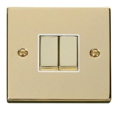 Click Deco Victorian Polished Brass Vpbrass Ingot 10A 2 Gang 2 Way Switch