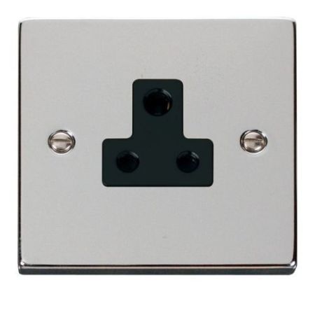 Click Deco Victorian Polished Chrome Vpchrome 5A Round Pin Socket Outlet Black