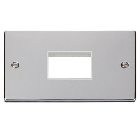 Click Deco Minigrid Polished Chrome 1G 3-Module Frontplate (White Ins)