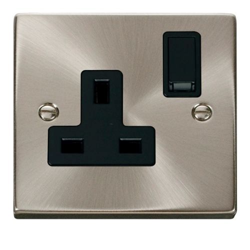 Click Deco Victorian Satin Chrome Vp 1 Gang 13A DP Switched Socket B
