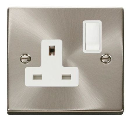 Click Deco Victorian Satin Chrome Vp 1 Gang 13A DP Switched Socket W