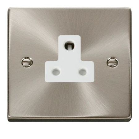 Click Deco Victorian Satin Chrome Vp 5A Round Pin Socket Outlet Wh
