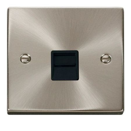 Click Deco Victorian Satin Chrome Vp Telephone Socket Master Black