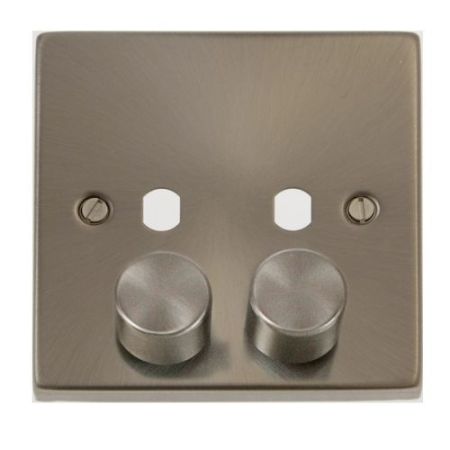 Click Deco Victorian Satin Chrome Vp 2 Gang Single Dimmer Plate & Knobs