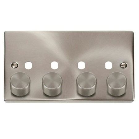 Click Deco Victorian Satin Chrome Vp 4 Gang Double Dimmer Plate & Knobs