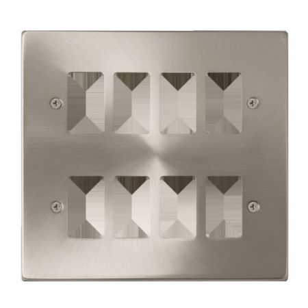 Click Gridpro Deco Frontplates Satin Chrome Gridpro 8 Gang Deco Plate Satin Chrome