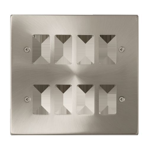 Click Gridpro Deco Frontplates Satin Chrome Gridpro 8 Gang Deco Plate Satin Chrome