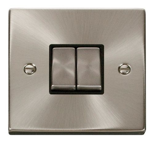 Click Deco Victorian Satin Chrome Vp Ingot 10A 2 Gang 2 Way Switch