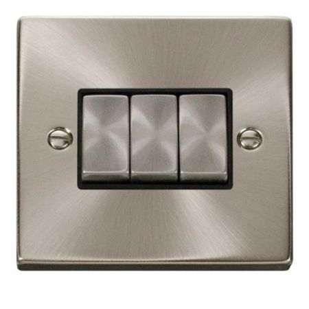Click Deco Victorian Satin Chrome Vp Ingot 10A 3 Gang 2 Way Switch