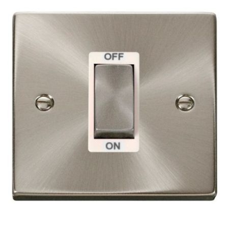 Click Deco Victorian Satin Chrome Ingot 1G 45A DP Switch Wh