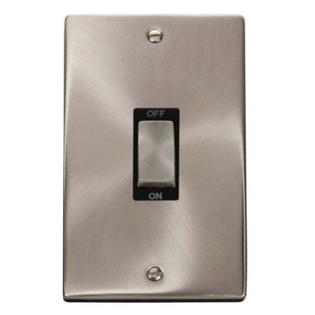 Click Deco Victorian Satin Chrome Ingot 1G 45A DP Switch Black