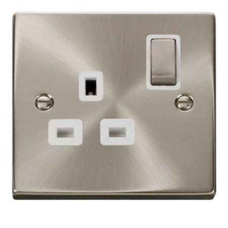 Click Deco Victorian Satin Chrome Ingot 1 Gang 13A DP Switch Socket