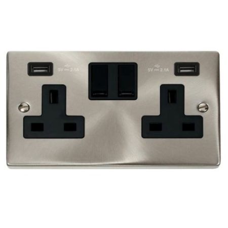 Click Deco Victorian Satin Chrome 1G Socket USB 4.2A Deco