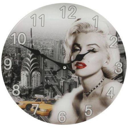 Widdop Iconic Glass Marilyn Wall Clock 30cm