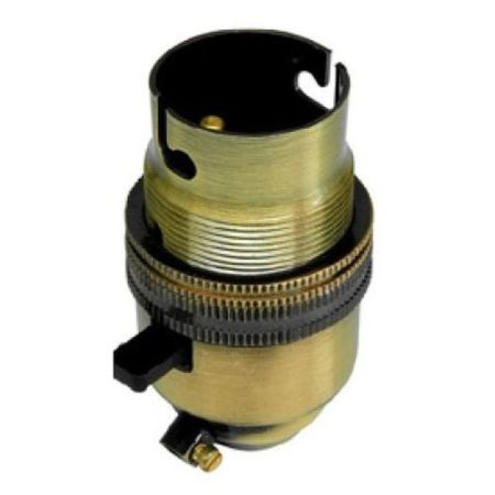 10mm BC Switched Antique Brass Lampholder