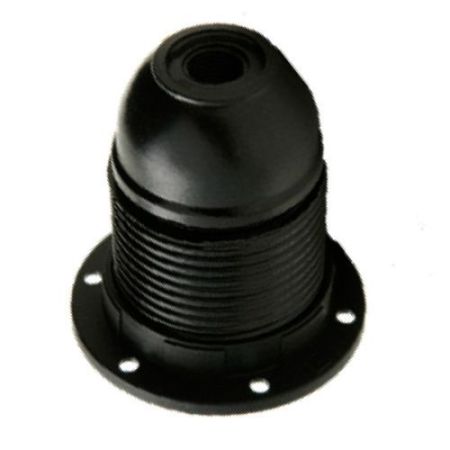Plastic Black ES Lampholder With 10mm Entry + Shade Ring