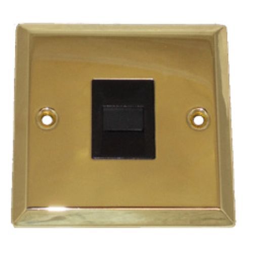 Plain Brass 1G Telephone Ext. Socket (Black Ins)