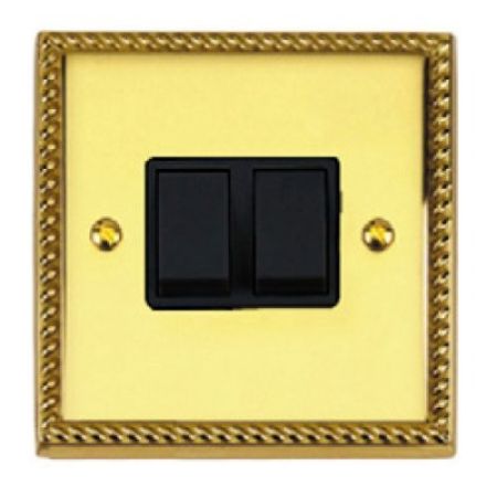 Roped Brass 1G 2w 6a Light Switch (Black Ins)