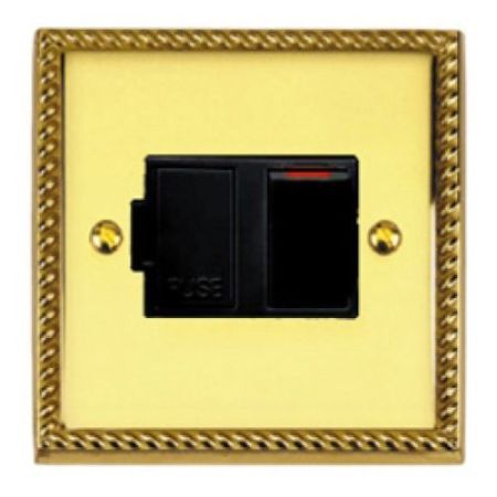 Roped Brass Switched Fused Spur (Black Ins)