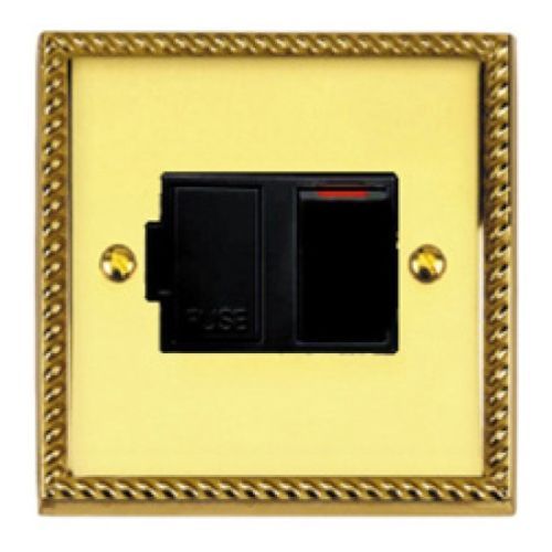 Roped Brass Switched Fused Spur (Black Ins)