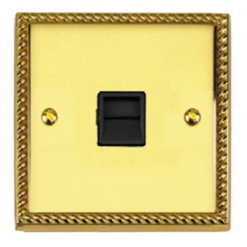 Roped Brass 1G Telephone Ext. Socket (Black Ins)
