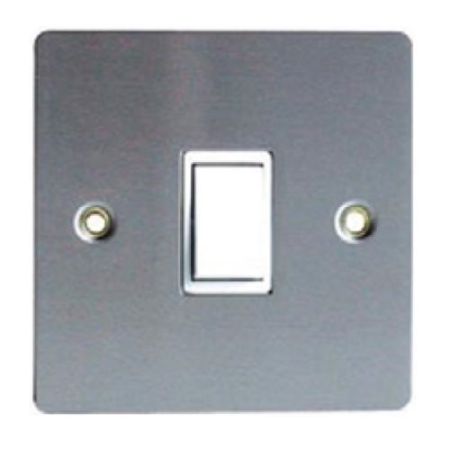Flat Stainless Steel 10A Intermediate Switch (White Ins)