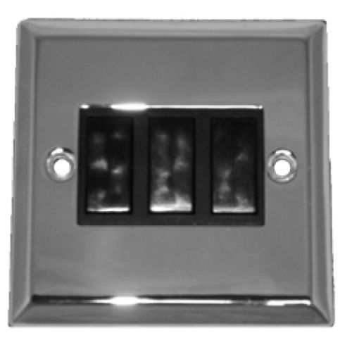 Polished Chrome 3G 2w 6a Light Switch (Black Ins)