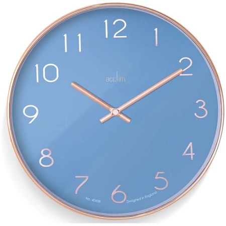Acctim Elma Copper/Blue Copper Effect Case and Hands Ith Blue Dial Clock
