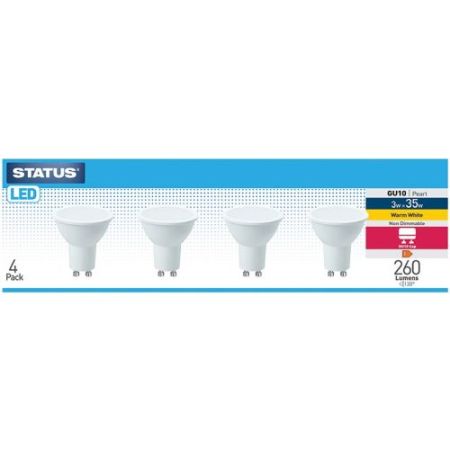 Status LED GU10 3w=260l=35w 100° Warm White 4 Pack
