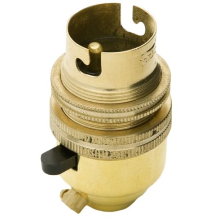 10mm BC Switched Polished Brass Lampholder