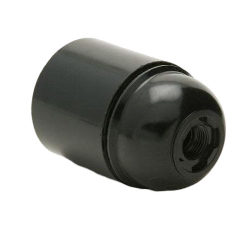 Black Plain Plastic ES Lampholder With 10mm Entry