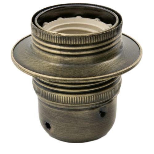 Antique Copper ES Lampholder With 10mm Entry + Shade Ring