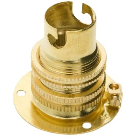 Polished Brass BC Batten Holder With Shade Ring